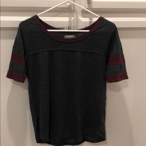 Grey and maroon shirt